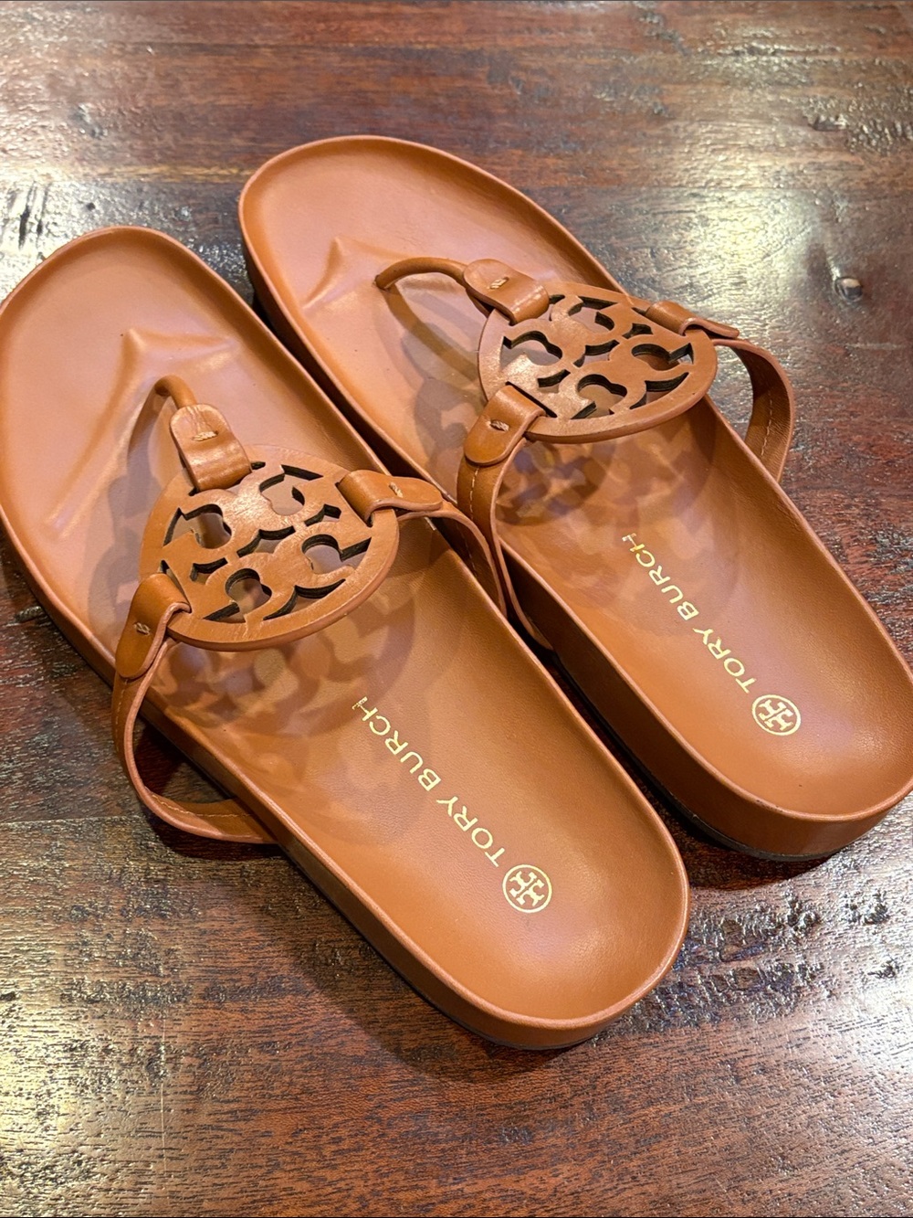 Tory Burch Brown Leather Miller Cloud Sandals size 11 - Picture 2 of 8